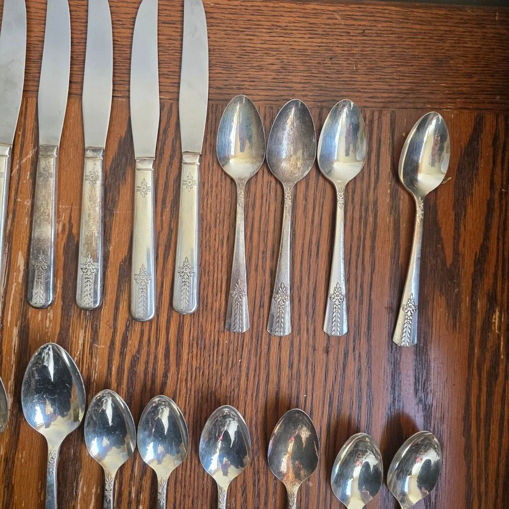 Oneida Vernon Silverplate Flatware Lot Romford 1939 Vintage Deco 39pc Set